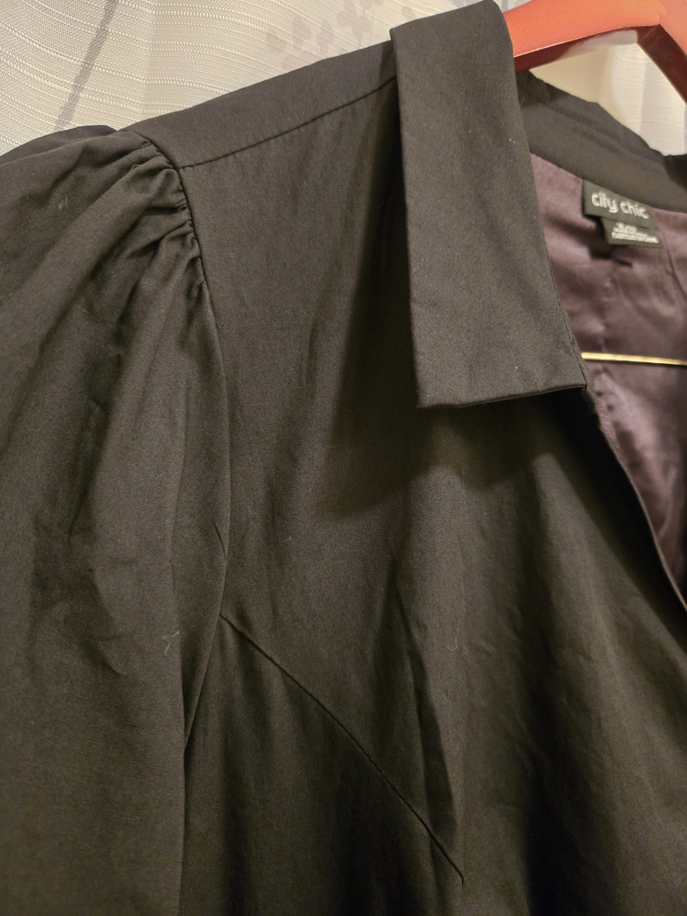 City Chic Black Wrap Dress 22 Plus Size Fit & Flare Puff Sleeve Pockets - Picture 11 of 11